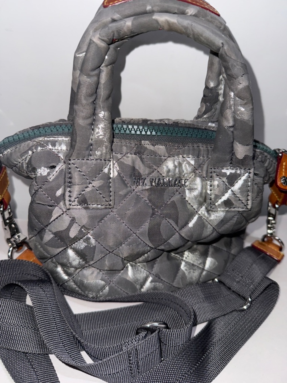 MZ Wallace Silver Metallic Camo Micro Sutton crossbody hand bag - Picture 2 of 7